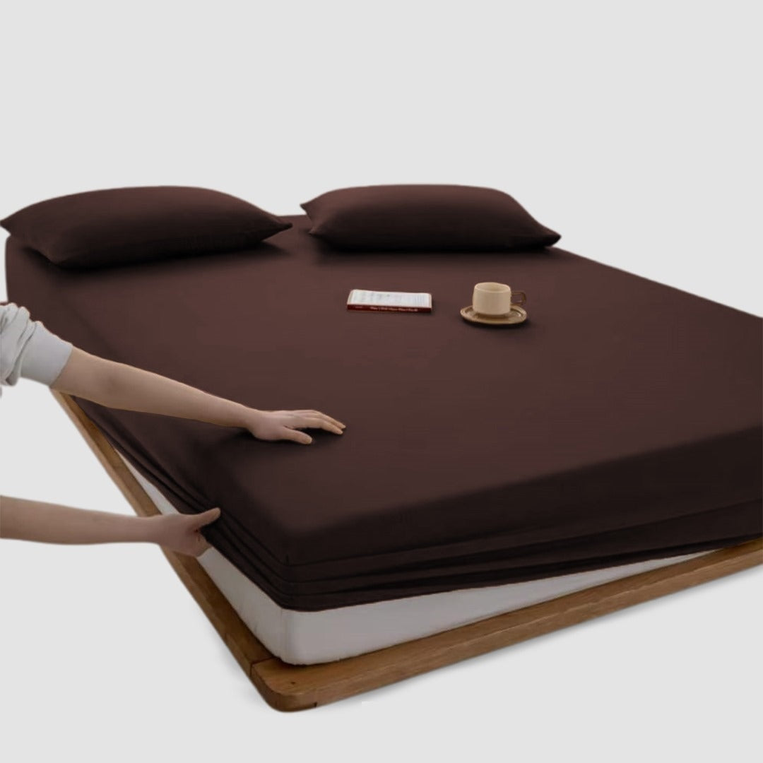 Jersey Bed Fitted Sheet Dark Brown