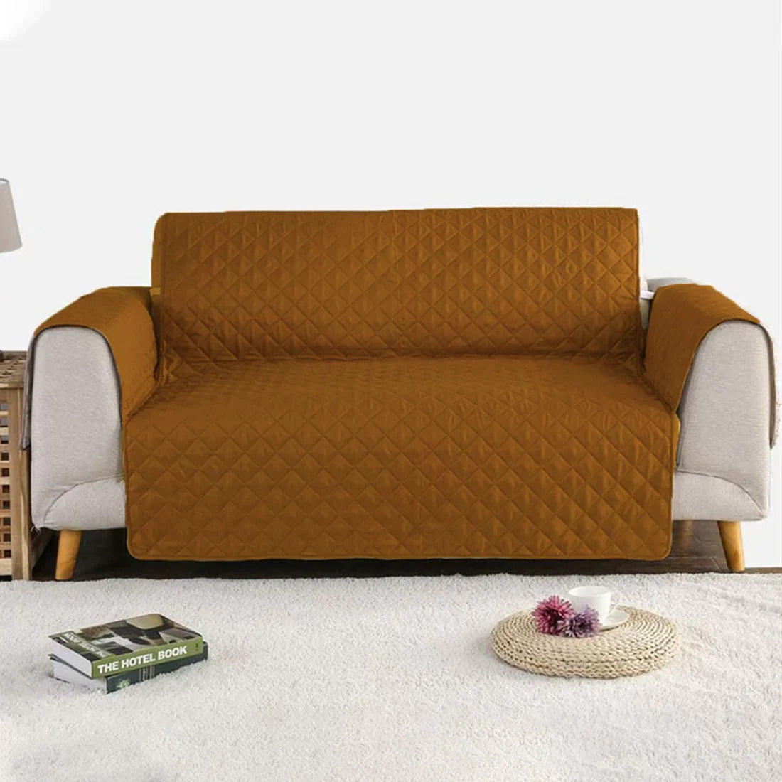 Quilted Sofa Covers - Light Brown