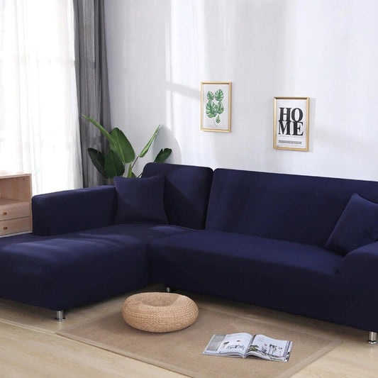 L-Shaped Jersey Sofa Cover - Blue