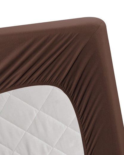 Jersey Bed Fitted Sheet Dark Brown