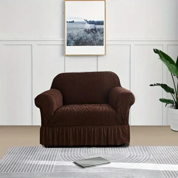 Zebra Velvet Style Sofa Covers - Dark Brown
