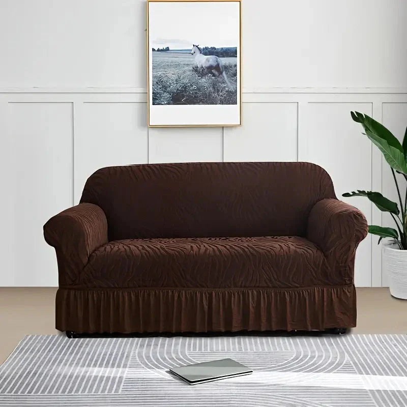 Zebra Velvet Style Sofa Covers - Dark Brown