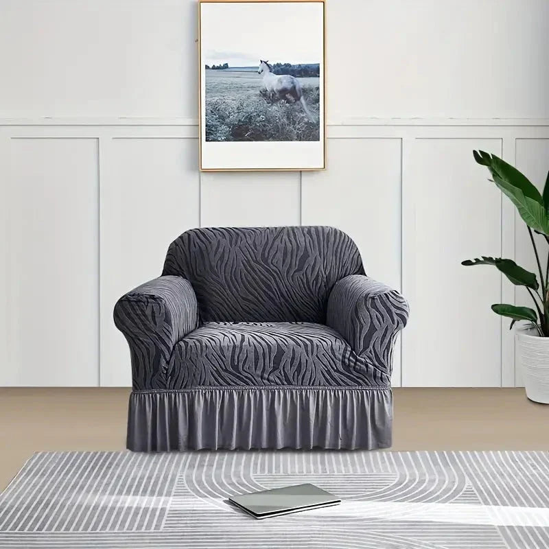 Zebra Velvet Style Sofa Covers - Grey