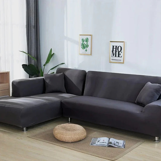 L-Shaped Jersey Sofa Cover - Dark Grey