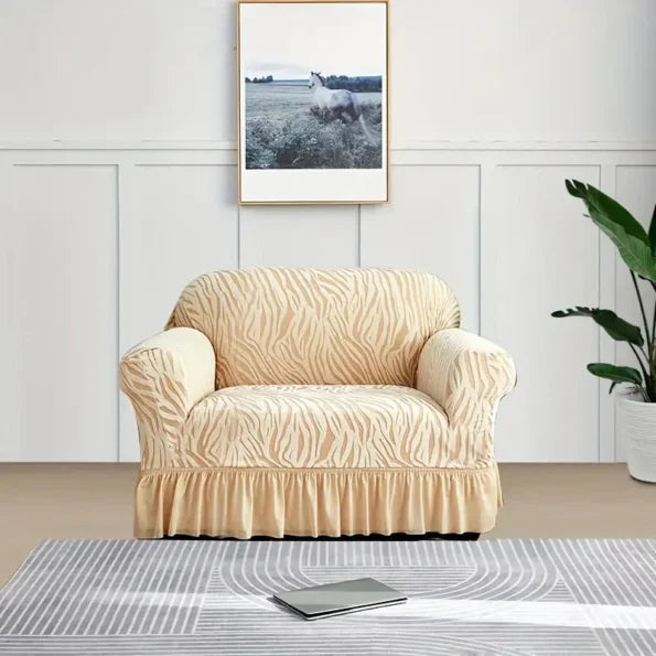 Zebra Velvet Style Sofa Covers - Fawn