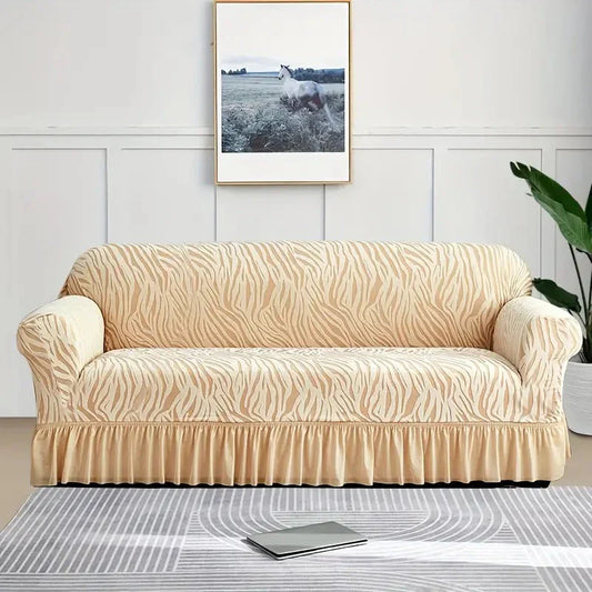 Zebra Velvet Style Sofa Covers - Fawn