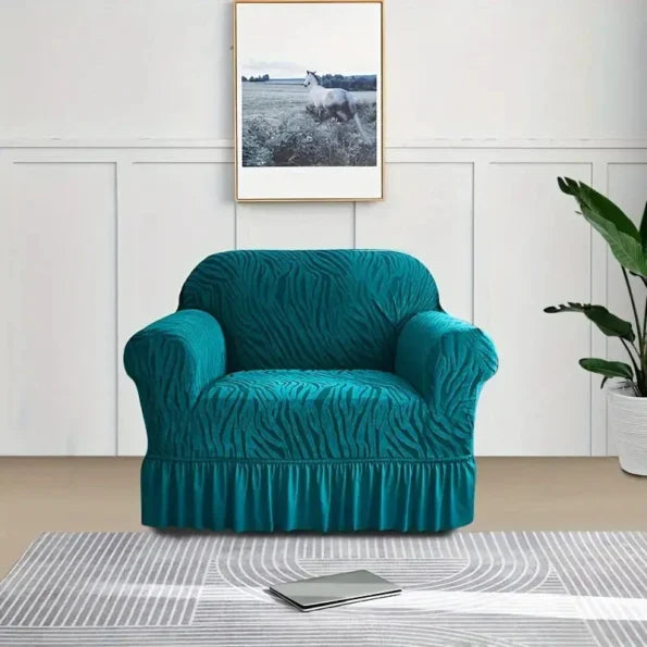 Zebra Velvet Style Sofa Covers - Green