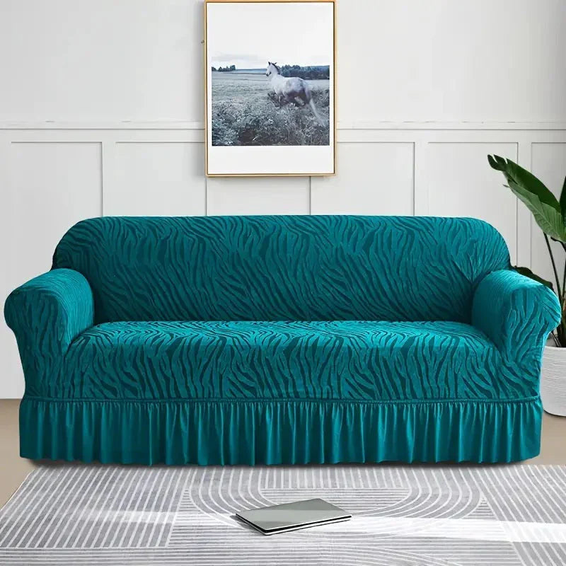 Zebra Velvet Style Sofa Covers - Green