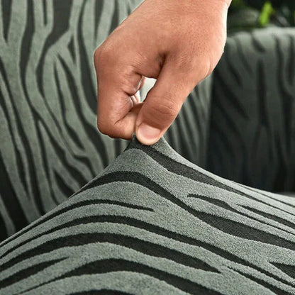 Zebra Velvet Style Sofa Covers - Light Green