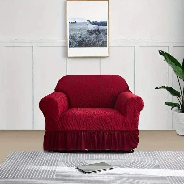 Zebra Velvet Style Sofa Covers - Maroon