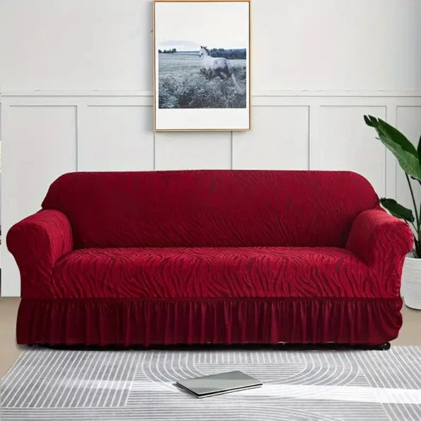 Zebra Velvet Style Sofa Covers - Maroon