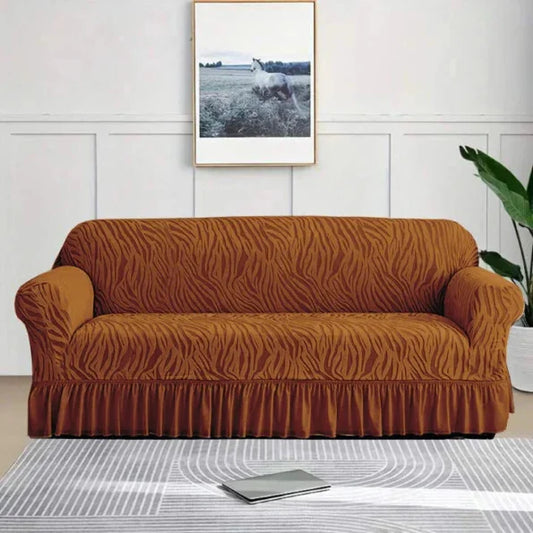 Zebra Velvet Style Sofa Covers - Brown