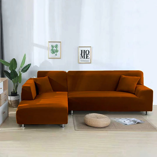 L-Shaped Jersey Sofa Cover - Mustard